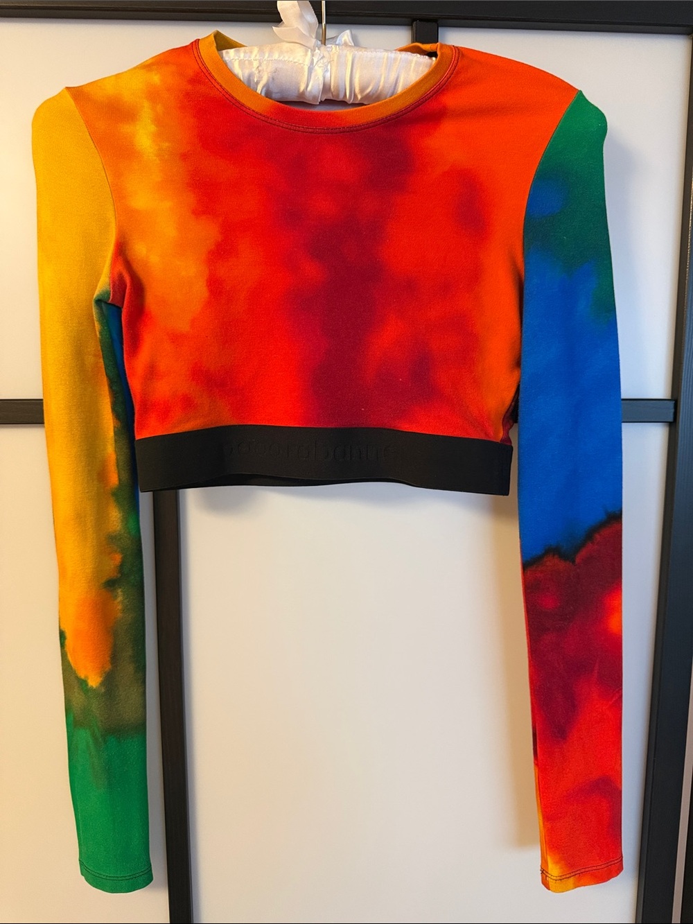 Paco Rabanne Vibrant Tie-Dye Long Sleeve Crop Top